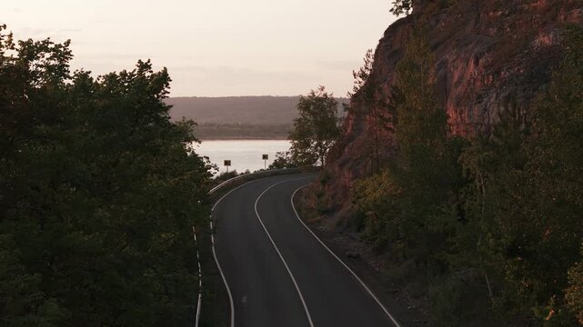 Winding road samarskaya luka river landscape