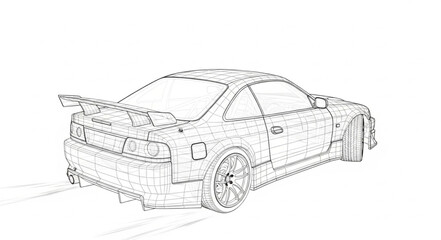 Sports Car Sketch Drawing Illustration.
