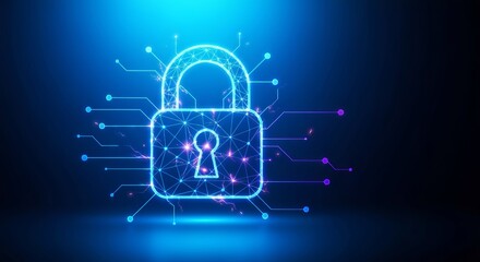 Cyber Circuit Padlock Digital Security Concept for Protecting Sensitive Data in Cyber Networks