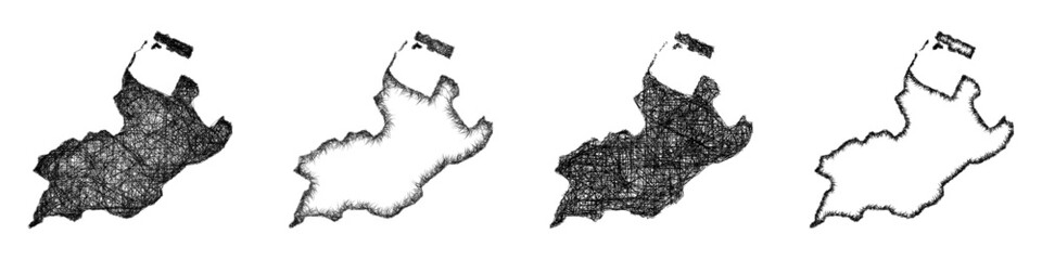 Sketch Geneve outline map design set