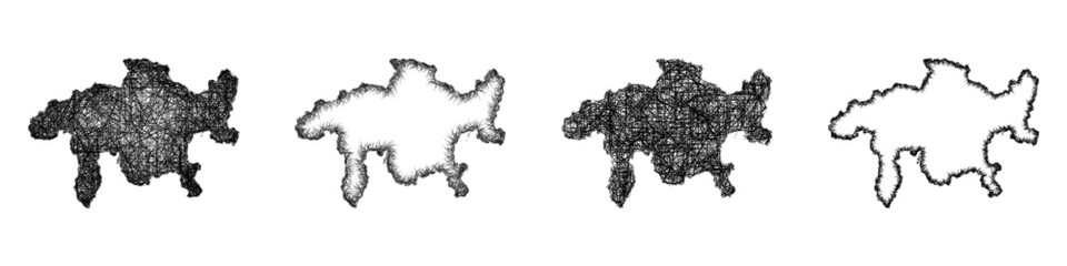 Sketch Graubunden outline map design set