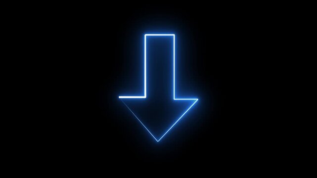 neon arrow animation moving from small to large and pointing down for ui.