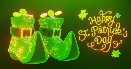 St. Patrick's Day poster. 3d render illustration.