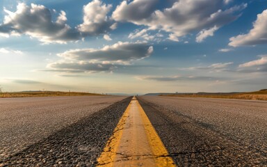 Endless road beneath dramatic skies