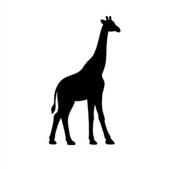 Fototapeta premium Majestic African Giraffe Silhouette Vector Art Isolated on a Dark, Moody Background | Mysterious Black Outline of Safari Wildlife for Graphic Design and Branding Projects