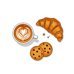 Morning Fuel: Cappuccino, Croissant, and Chocolate Cookies