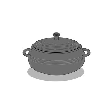cast iron pot Traditional Korean Gammasot Iron Cooking Pot Illustration