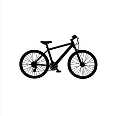 Obraz premium Professional Mountain Bike Silhouette Vector Art – Isolated Black Cycling Symbol for Transport, Outdoor Sport, Fitness Logos, and Minimalist Design Projects.