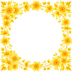 round, frame, floral, flowers, flower, yellow, blossom, bloom, petals, botanical, botany, plant, plants, garden, nature, spring, summer, wreath, circle, circular, border, decorative, decoration, ornam