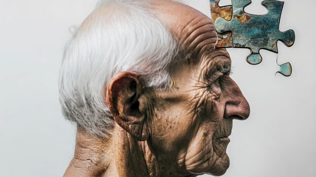 Footage 3D sculpture of a human head composed of interlocking puzzle pieces, representing creativity and problem-solving skills