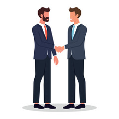 Two male businessmen shake hands, make a deal.