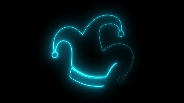 Neon Jester joker Hat Icon Animation, Colorful Circus Festival, Masks and Party Elements, Casino gambling. 4K Video motion graphic animation