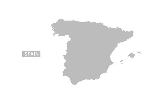 Spain map - Minimal Flat Vector Illustration in Black and Gray, Isolated on White Background, Ideal for Infographics, Educational Use, Reports, and Presentations.