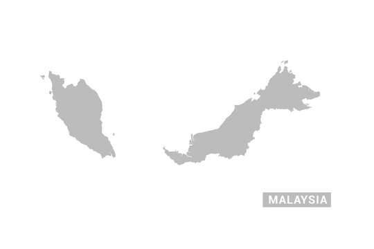 Malaysia map - Minimal Flat Vector Illustration in Black and Gray, Isolated on White Background, Ideal for Infographics, Educational Use, Reports, and Presentations.