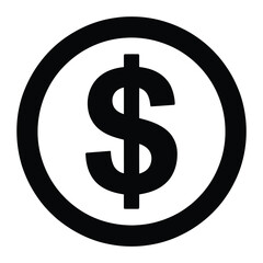 Obraz premium Simple black and white icon depicting a dollar sign within a circle