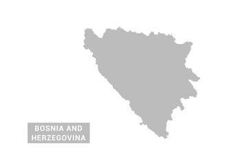 Obraz premium Bosnia and Herzegovina map - Minimal Flat Vector Illustration in Black and Gray, Isolated on White Background, Ideal for Infographics, Educational Use, Reports, and Presentations.