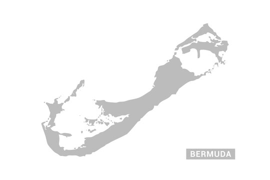 Bermuda map - Minimal Flat Vector Illustration in Black and Gray, Isolated on White Background, Ideal for Infographics, Educational Use, Reports, and Presentations.