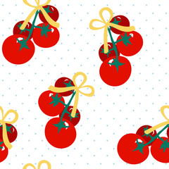 Vector seamless pattern with tomatoes for wallpaper background, fabric and other.
