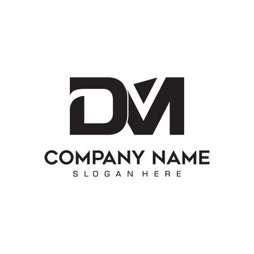 DM Monogram Logo Concept with Company Name and Slogan Placeholder