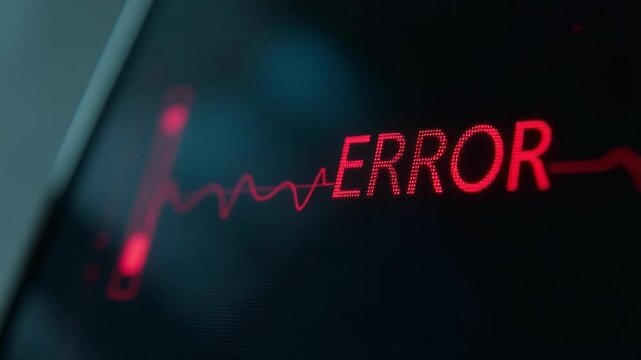 Footage close-up of a computer screen with a red error sign, suitable for technical issues or system errors