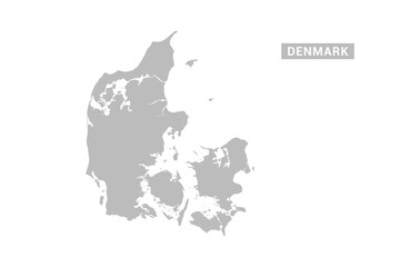 Denmark map - Minimal Flat Vector Illustration in Black and Gray, Isolated on White Background, Ideal for Infographics, Educational Use, Reports, and Presentations. © Whatever
