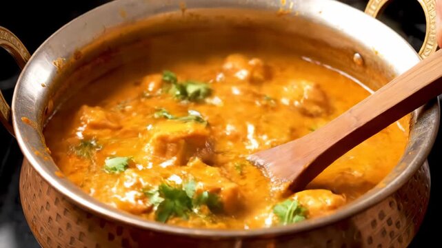 Delicious Paneer Butter Masala in a Copper Kadai.