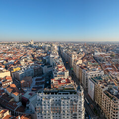Naklejka premium Panoramic views of Madrid from the top of the roof of RIU hotel