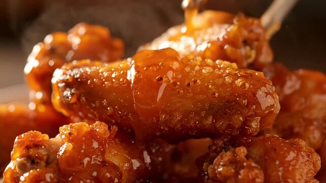 Delicious Spicy Chicken Wings Smothered in Sauce.