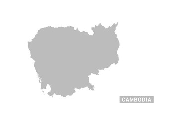 Fototapeta premium Cambodia map - Minimal Flat Vector Illustration in Black and Gray, Isolated on White Background, Ideal for Infographics, Educational Use, Reports, and Presentations.