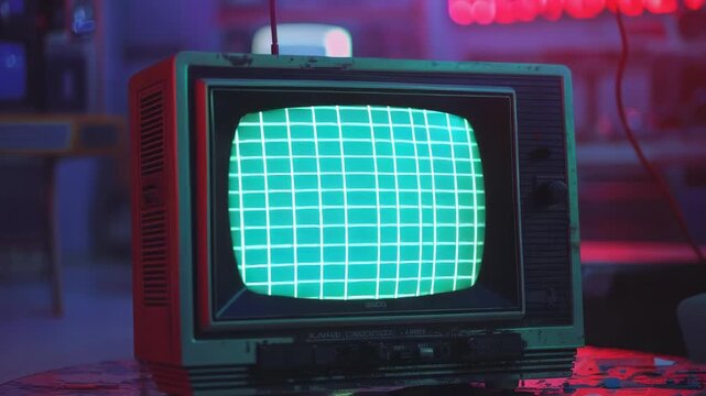 Footagen antique television set sits on top of a table, with a retro design and vintage aesthetic