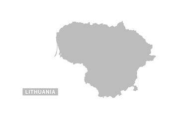 Obraz premium Lithuania map - Minimal Flat Vector Illustration in Black and Gray, Isolated on White Background, Ideal for Infographics, Educational Use, Reports, and Presentations.