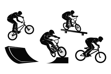 Naklejka premium BMX riders performing tricks on bicycles in action 