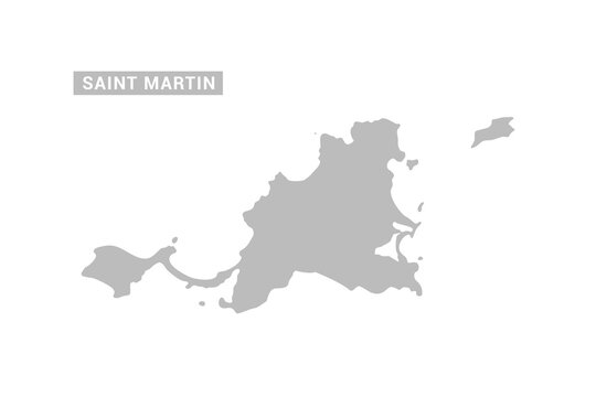 Saint Martin map - Minimal Flat Vector Illustration in Black and Gray, Isolated on White Background, Ideal for Infographics, Educational Use, Reports, and Presentations.