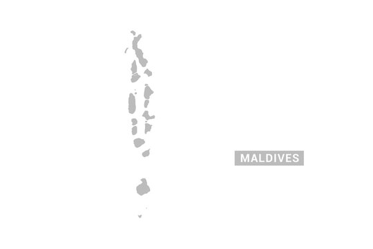 Maldives map - Minimal Flat Vector Illustration in Black and Gray, Isolated on White Background, Ideal for Infographics, Educational Use, Reports, and Presentations.