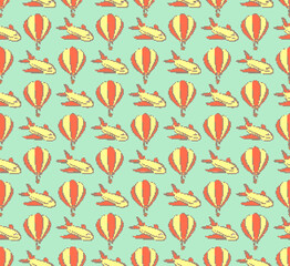 A seamless pixel background with air transport.