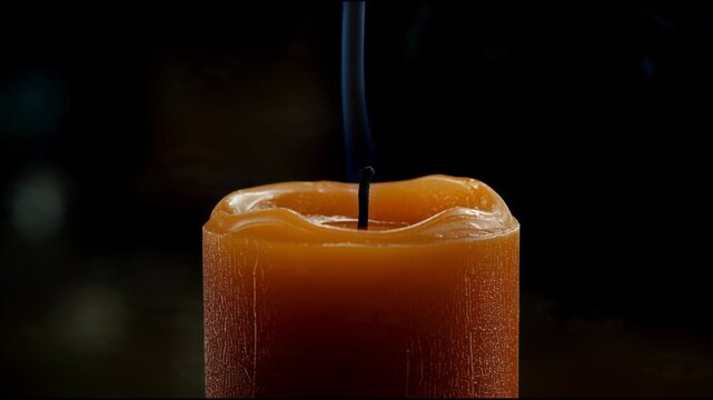 Candle Flame Ignites and Extinguishes in Dark Room.
