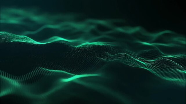 Abstract flowing liquid waves in neon green and black slow motion 4k cinematic footage