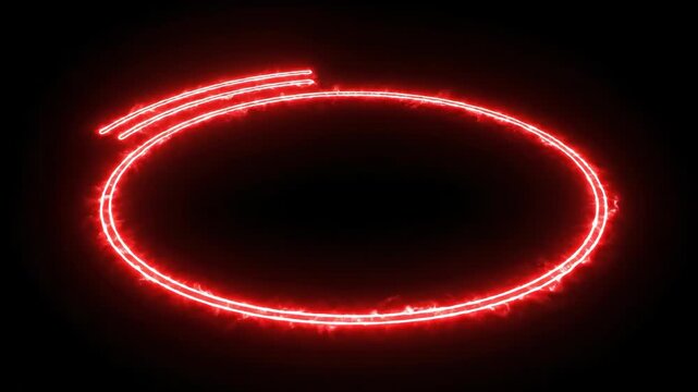Red glowing incomplete oval shape on black background