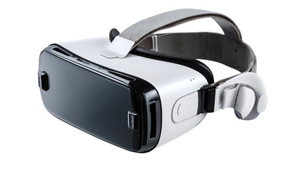 VR Headset on White: A sleek and modern virtual reality headset, poised to transport the user to immersive digital realms. This innovative technology offers a gateway to boundless experiences.