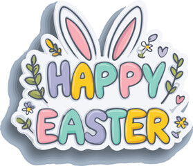 Obraz premium Happy Easter Bunny Greeting Card Vector Illustration with Colorful Eggs and Spring Celebration Design