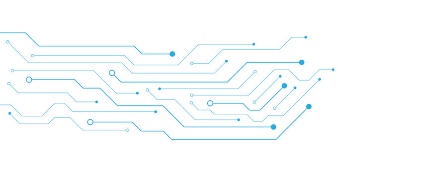 Abstract white blue digital technology futuristic circuit board background design. Technology dots lines connect network background.