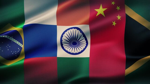 BRICS Flags Waving | Brazil Russia India China South Africa Animation