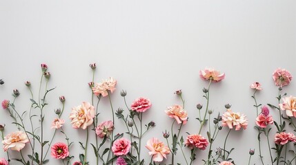 carnation flowers on white background 
