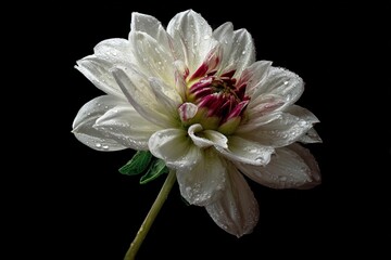 white dahlia flower on black 