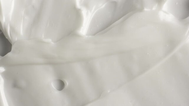 Macro of white skin cream texture applying with spatula, closeup. beauty facial mask.
