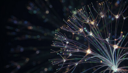 Abstract nerve cells glow with cinematic lighting on a dark background space