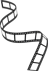Classic black and white film strip vector, curved cinema movie tape frame