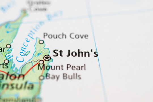 Detailed map of St Johns Newfoundland urban location navigation concept.