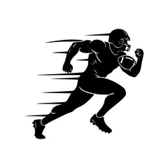 American Football Player Running with Ball Silhouette: Dynamic Sports Action Graphic