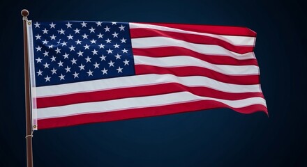 Fototapeta premium American Flag Waves Proudly in the Breeze, Representing Freedom and Patriotism on Independence Day